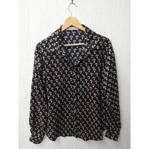 Sm Wardrobe Black Mushroom Toadstool Button Down Shirt Top Unisex Size XL